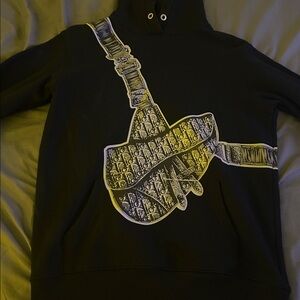 Dior Black Hoodie with Logo Detail